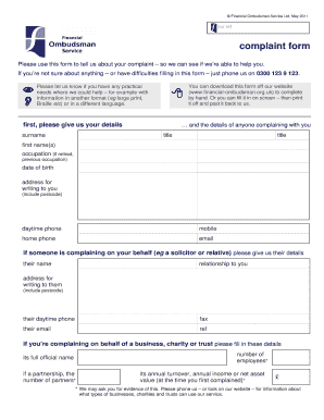Financial Ombudsman Complaint Form