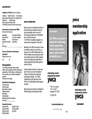 YWCA Membership Application Form