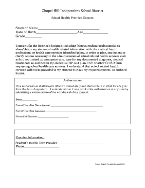School Health Provider Consent