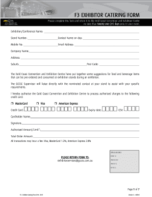 Exhibitor Catering Form