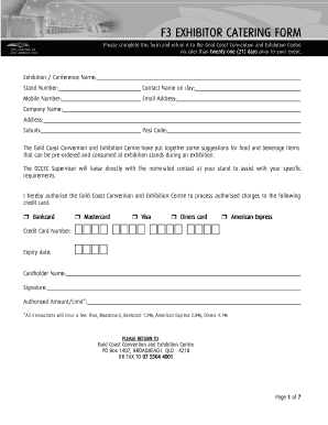 Exhibitor Catering Form