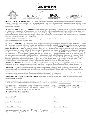 Consent for Medical Treatment and Authorization