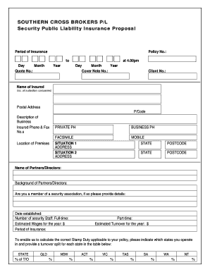 Security Public Liability Insurance Proposal