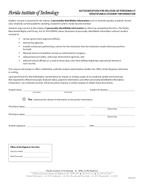 Authorization for Release of Student Information