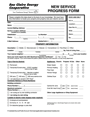 New Service Progress Form