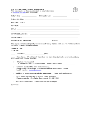 U of MN Law Library Search Request Form