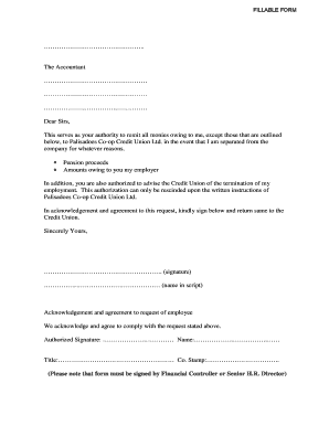 Employee Credit Union Authorization Form