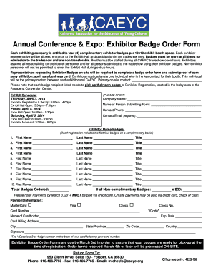 Exhibitor Badge Order Form