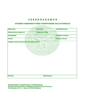 Finnish Pharmacists' Association Membership Application