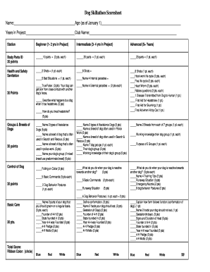 Dog Skillathon Scoresheet