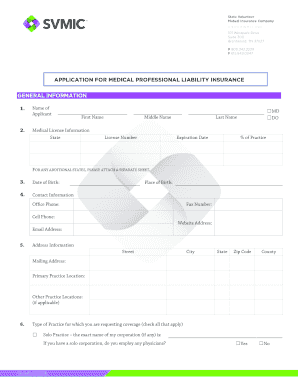 Medical Professional Liability Insurance Application