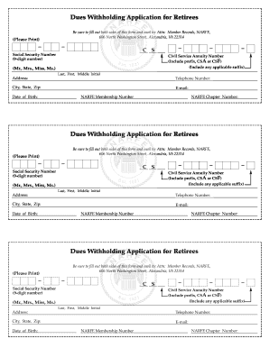 Dues Withholding Application for Retirees