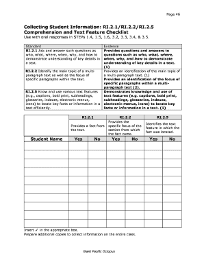 Giant Pacific Octopus Education Checklist