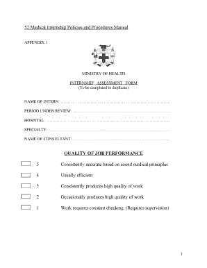 Medical Internship Assessment Form