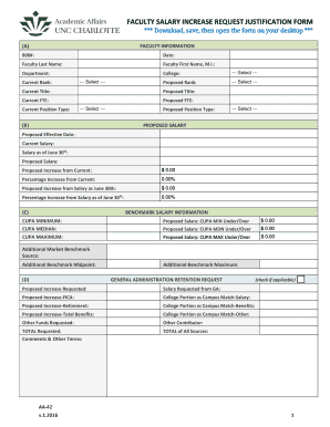 fillable online provost uncc faculty salary increase request salary increase justification