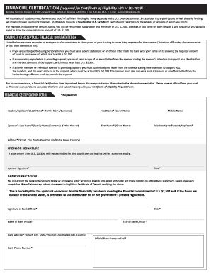 UC Berkeley Financial Certification Form