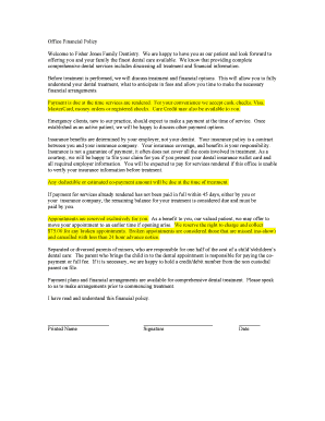 Dental Office Financial Policy