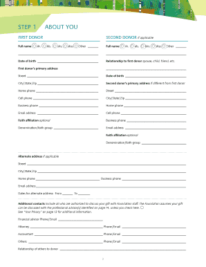 Donor Advised Fund Application