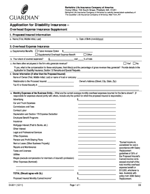 Application for Disability Insurance Overhead Expense Supplement
