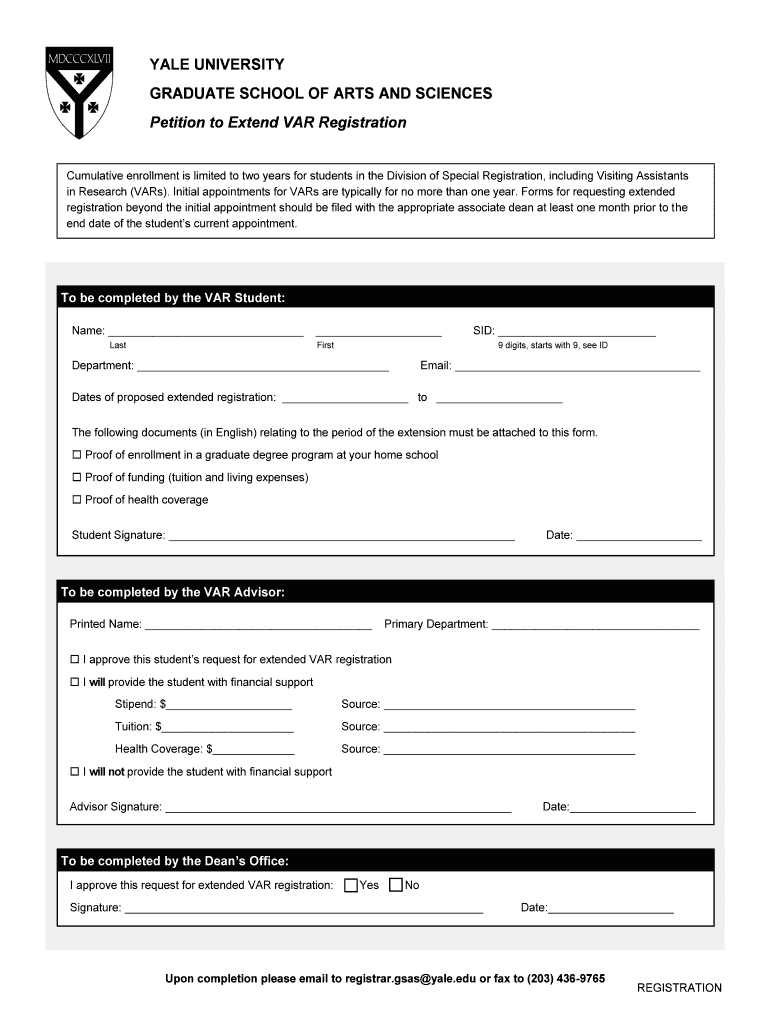 Fillable Online YALE UNIVERSITY GRADUATE SCHOOL OF ARTS AND bb Fax Email Print - pdfFiller