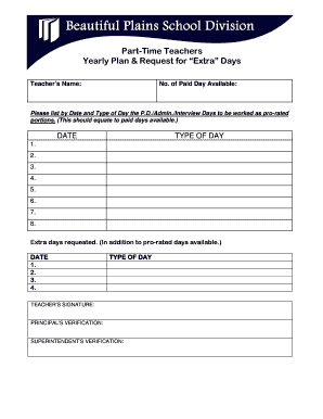 Part-Time Teachers Yearly Plan