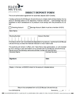 Direct Deposit Authorization Form