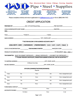 Texas Credit Application Form