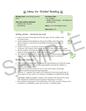 Guided Reading Strategy for Sculptures