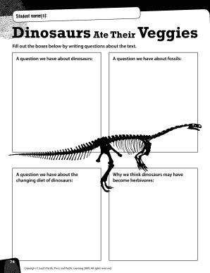 Dinosaur Diet and Fossil Questions Form
