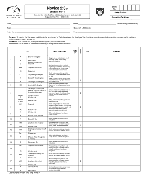 Novice 2:3 Dressage Test