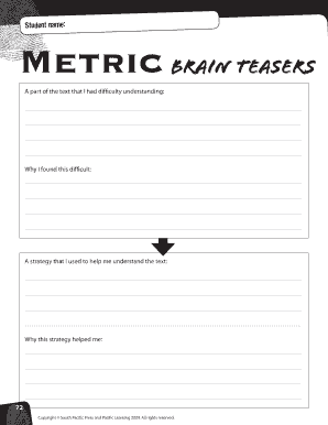 Student Metric Brain Teaser Worksheet