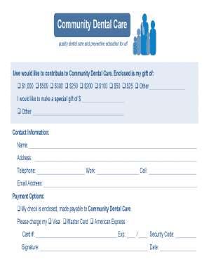 Community Dental Care Donation Form