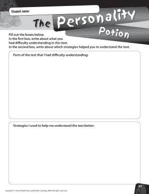 Student Reading Comprehension Form