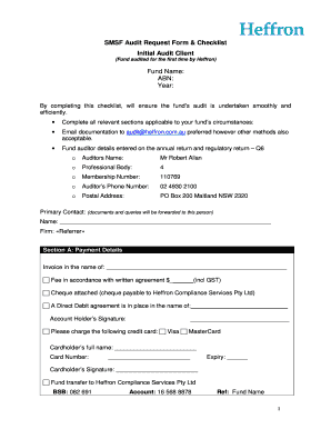 SMSF Audit Request Form & Checklist
