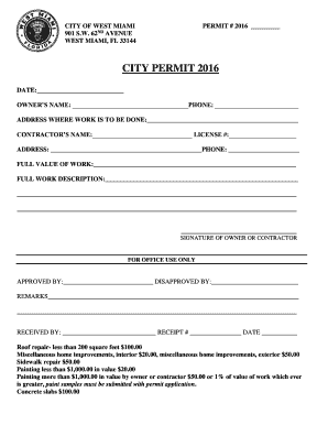 City of West Miami Permit Application