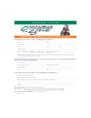 School Nutrition Environment Improvement Order Form