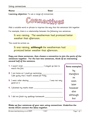 Connectives Worksheet