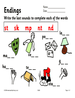 Phonics Endings Worksheet