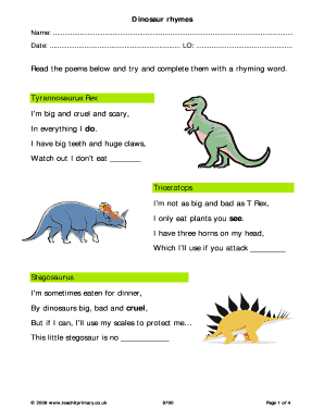 Dinosaur Rhymes Worksheet