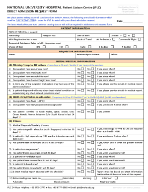 NUH Direct Admission Request Form