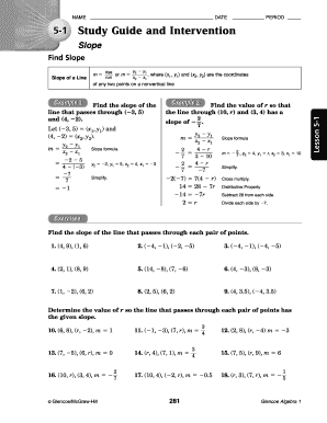 Algebra 1 Slope Study Guide