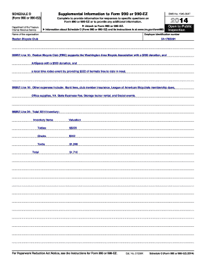 Schedule O Form 990 or 990-EZ