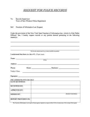 New York Police Records Request Form