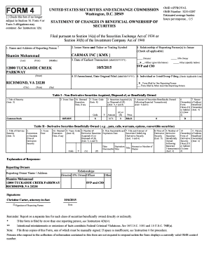 SEC Form 4 Statement of Changes in Beneficial Ownership