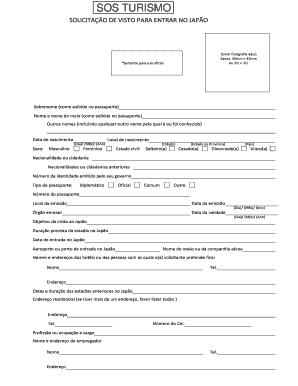 SOLICITAÇÃO DE VISTO PARA ENTRAR NO JAPÃO