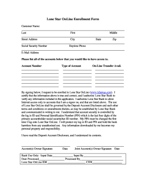 Lone Star Online Enrollment Form