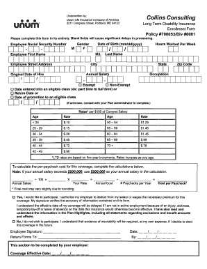 Long Term Disability Insurance Enrollment Form