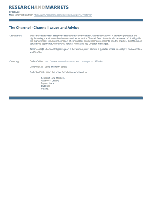 The Channel - Channel Issues and Advice Subscription Order Form