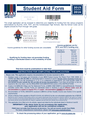 Student Aid Form 2015