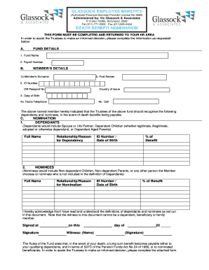 Death Benefit Nomination Form